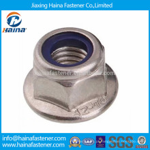 DIN6926 em aço inoxidável flange hexagonal inserto de nylon porca de trava